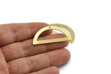 Semi Circle Charm, 8 Raw Brass Half Moon Charms With 1 Hole, Blanks, Stamping Blanks (38x17x0.80mm) M517