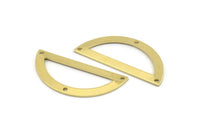 Semi Circle Charm, 8 Raw Brass Half Moon Charms With 3 Holes, Blanks, Connectors (38x17x0.80mm) M519