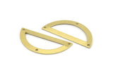 Semi Circle Charm, 8 Raw Brass Half Moon Charms With 3 Holes, Blanks, Connectors (38x17x0.80mm) M519