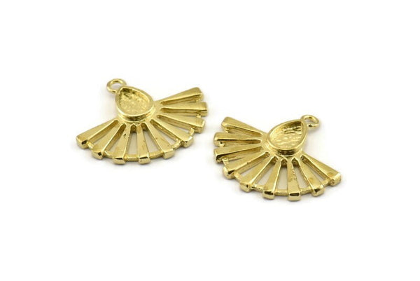 Brass Sun Charm, Raw Brass Drop Charms With 1 Loop, Earrings (22x19mm) N1114