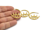 Brass Eye Earring, 4 Raw Brass Eye Stud Earrings (30x1.2mm) N1117