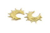 Brass Sun Charm, Raw Brass Sun Pendants With 2 Loops (42x32mm) N1121