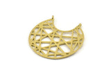 Brass Mandala Charm, Raw Brass Textured Mandala Pendants With 2 Loops, Findings (36x35x1mm) N1118