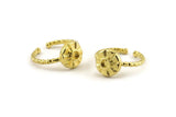 Brass Ring Settings, Raw Brass Flower Ring With 1 Stone Setting - Pad Size 3mm N1123