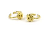 Brass Ring Settings, Raw Brass Flower Ring With 1 Stone Setting - Pad Size 3mm N1123