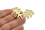 Gold Leaf Charm, 2 Textured Gold Plated Brass Leaf Charms With 1 Hole, Findings (32x25x0.80mm) M484