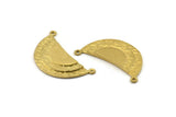 Brass Half Moon, 4 Raw Brass Semi Circle Blanks With 2 Loops (33x14x2mm) N1126