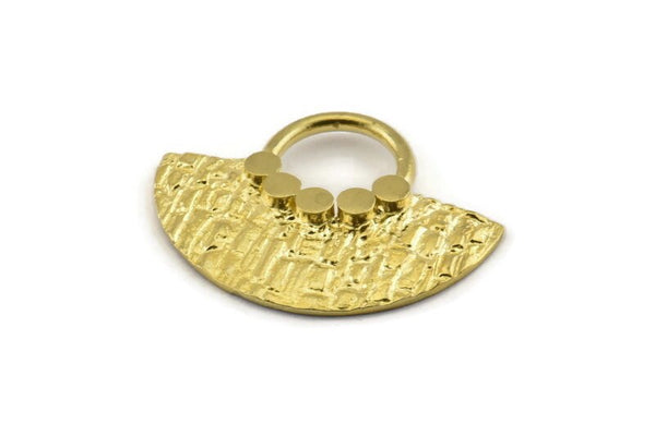 Semi Circle Pendant, 2 Raw Brass Semi Circle Pendants (31x24mm) N1127