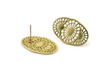 Brass Oval Earring, 4 Raw Brass Oval Stud Earrings (26x16x1mm) N1134