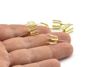 Brass Claw Earring, 8 Raw Brass 6 Claw Stud Earrings (21mm) N1135