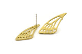 Brass Wing Earring, 6 Raw Brass Wing Stud Earrings, Findings (29x11x1mm) N1131