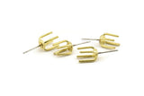 Brass Claw Earring, 8 Raw Brass 4 Claw Stud Earrings (23mm) N1136