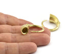 Brass Ring Setting, Raw Brass Horn Ring With 1 Stone Setting - Pad Size 8mm N1138