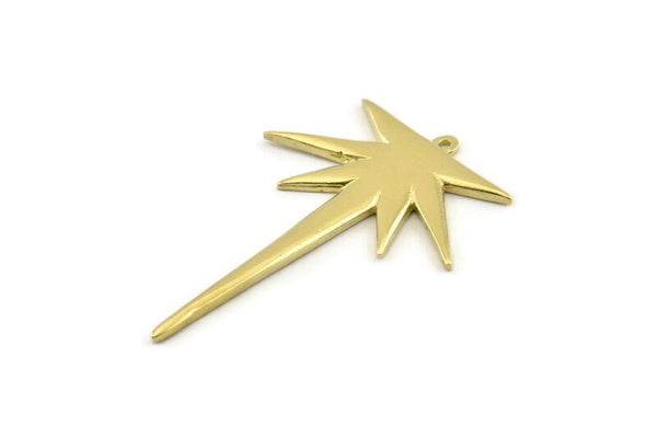 Brass Boom Charm, Raw Brass Boom Charms With 1 Loop (48x32x1.5mm) N1144