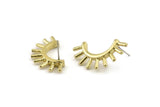 Brass Eyelash Earring, 2 Raw Brass Eyelash Stud Earrings (31x16mm) N1147