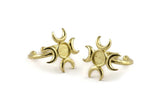 Brass Ring Setting, Raw Brass Moon Ring With 1 Stone Setting - Pad Size 6mm N1152