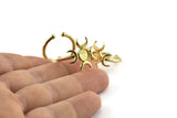 Brass Ring Setting, Raw Brass Moon Ring With 1 Stone Setting - Pad Size 6mm N1152