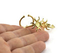 Brass Ring Setting, 3 Raw Brass Moon Ring With 1 Stone Setting - Pad Size 6mm N1152