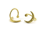 Brass Ring Settings, Hammered Raw Brass Moon And Planet Ring With 1 Stone Setting - Pad Size 4mm N1151