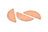 Semi Circle Charm, 6 Raw Copper Half Moon Connectors With 8 Holes, Stamping Blank (39x15x0.90mm) M535