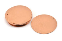 Huge Round Charm, 2  Raw Copper Round Stamping Blanks With 2 Holes, Connectors (43x0.90mm) M539