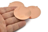 Huge Round Charm, 2  Raw Copper Round Stamping Blanks With 1 Loop And 1 Hole (45x43x0.90mm) M541