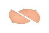Semi Circle Charm, 6 Raw Copper Half Moon Charms With 2 Holes, Blanks (38x20x0.80mm) M682