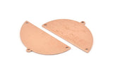 Semi Circle Charm, 6 Raw Copper Half Moon Charms With 3 Holes, Blanks (38x20x0.80mm) M683