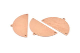 Semi Circle Charm, 6 Raw Copper Half Moon Charms With 3 Holes, Blanks (38x20x0.80mm) M683