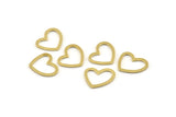 Brass Heart Charm, 24 Raw Brass Heart Connectors, Findings (16x14x1mm) M686