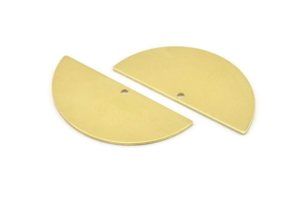 Semi Circle Charm, 8 Raw Brass Half Moon Charms With 1 Hole, Blanks, Stamping Blanks (38x17x0.80mm) M687