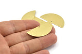 Semi Circle Charm, 8 Raw Brass Half Moon Charms With 1 Hole, Blanks, Stamping Blanks (38x17x0.80mm) M687