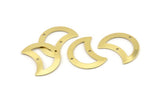 Brass Moon Charm, 12 Raw Brass Moon Charm With 2 Holes, Blanks, Findings (25x15x0.70mm) M772