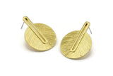 Brass Earring Post, 2 Posts Raw Brass Textured Earrings (32x24x1mm) N1162