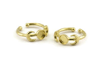 Brass Ring Settings, Raw Brass Moon And Planet Ring With 1 Stone Setting - Pad Size 6mm N1159