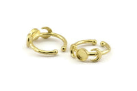Brass Ring Settings, Raw Brass Moon And Planet Ring With 1 Stone Setting - Pad Size 6mm N1159