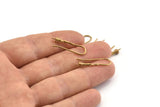 Brass Ear Wires, Earring Hooks, 10 Raw Brass Earring Setting for Pearl, Brass Findings, Crafts (23mm) BS 1708