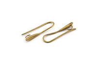 Brass Ear Hooks, 10 Raw Brass Earring Wires, Earring Hooks (27.5x7.5mm) BS 1715