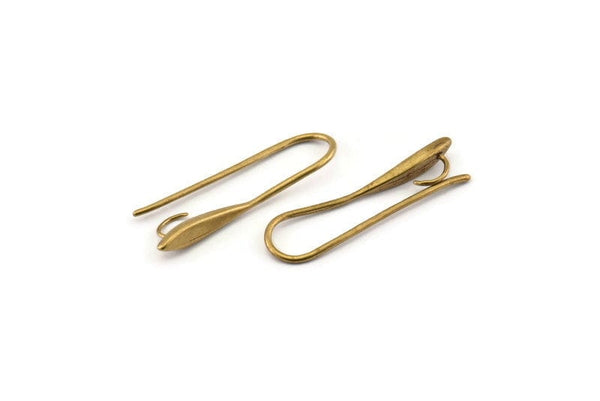 Brass Ear Hooks, 10 Raw Brass Earring Wires, Earring Hooks (27.5x7.5mm) BS 1715