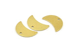 Brass Moon Charm, 12 Raw Brass Moon Charm With 1 Hole, Blanks, Findings (18x8.5x0.70mm) M738
