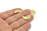Brass Moon Charm, 12 Raw Brass Moon Charm With 2 Holes, Blanks, Findings (18x8.5x0.70mm) M742