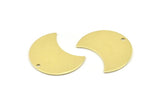 Brass Moon Charm, 12 Raw Brass Moon Charm With 1 Hole, Blanks, Findings (25x15x0.70mm) M729