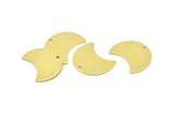 Brass Moon Charm, 12 Raw Brass Moon Charm With 1 Hole, Blanks, Findings (25x15x0.70mm) M729