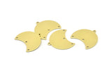 Brass Moon Charm, 12 Raw Brass Moon Charm With 1 Loop And 3 Holes, Blanks, Findings (25x18x0.70mm) M718