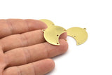 Brass Moon Charm, 12 Raw Brass Moon Charm With 1 Loop And 3 Holes, Blanks, Findings (25x18x0.70mm) M718