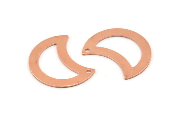 Copper Moon Charm, 10 Raw Copper Moon Charm With 1 Hole, Blanks, Findings (25x15x0.70mm) M759