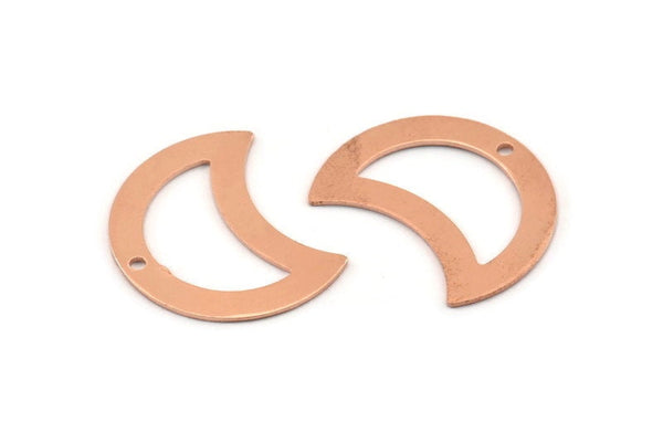 Copper Moon Charm, 10 Raw Copper Moon Charm With 1 Hole, Blanks, Findings (25x15x0.70mm) M762