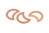 Copper Moon Charm, 10 Raw Copper Moon Charm With 3 Holes, Blanks, Findings (25x15x0.70mm) M766