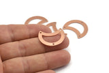 Copper Moon Charm, 10 Raw Copper Moon Charm With 3 Holes, Blanks, Findings (25x15x0.70mm) M766