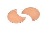 Copper Moon Charm, 10 Raw Copper Moon Charm With 2 Holes, Blanks, Findings (25x15x0.70mm) M712